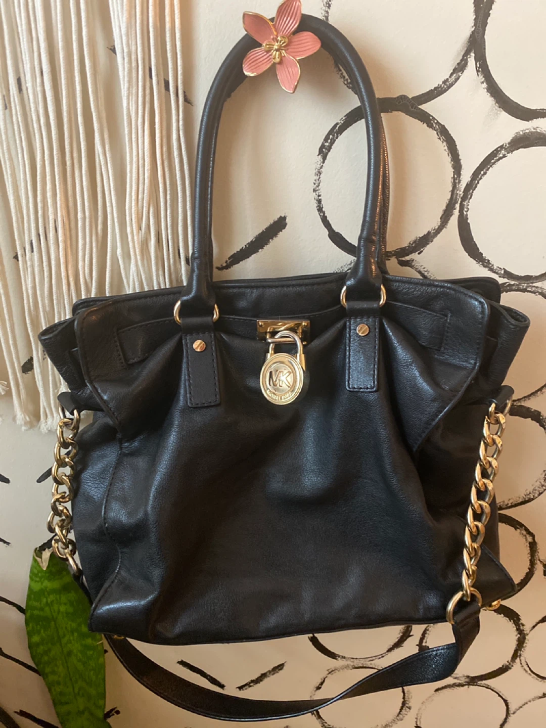 Michael Kors Black Leather Tote Bag