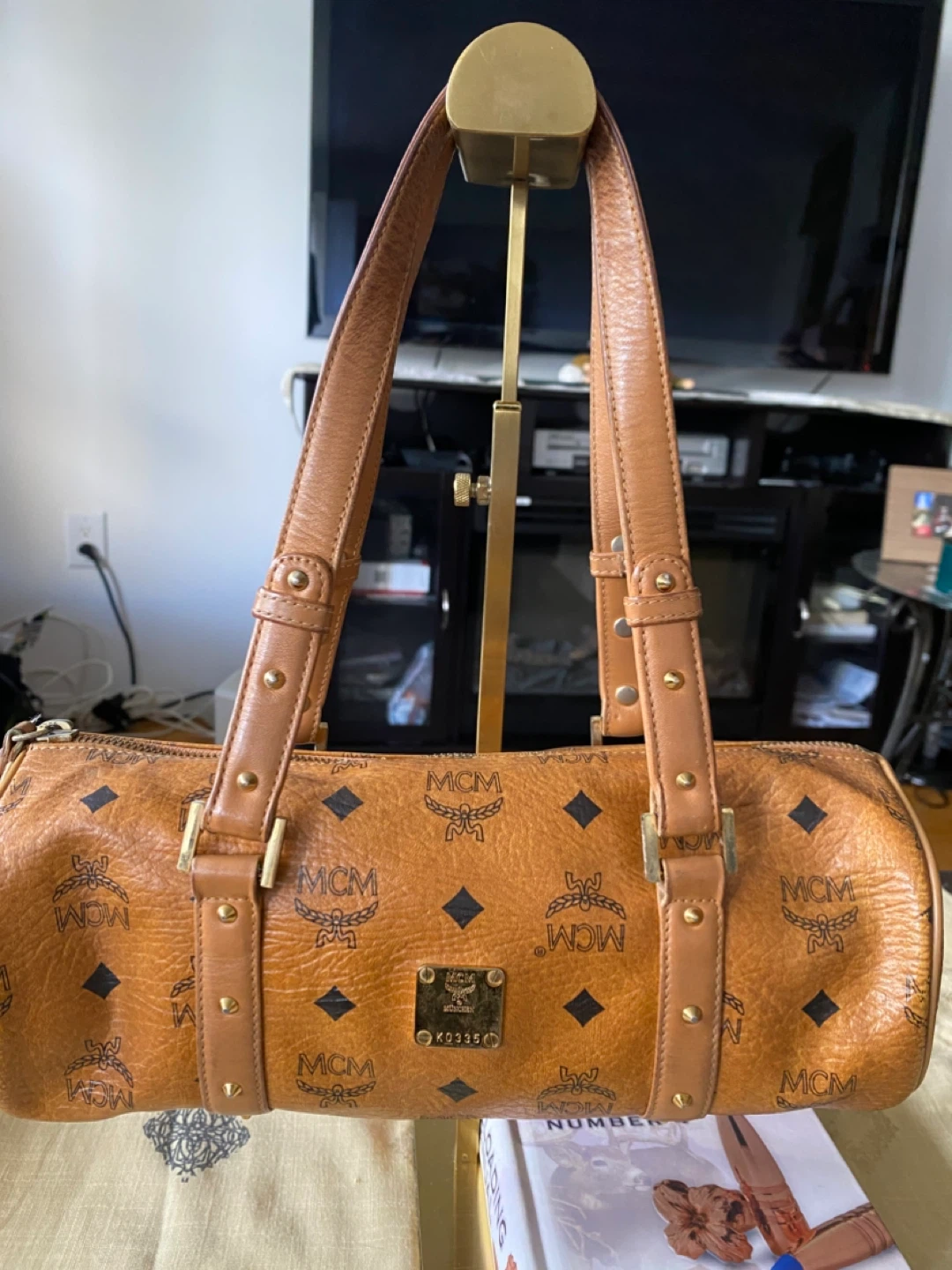 MCM Visetos Boston Bag