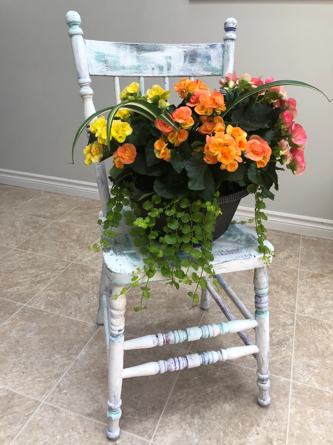 Chair/plant stand/shabby chic decor