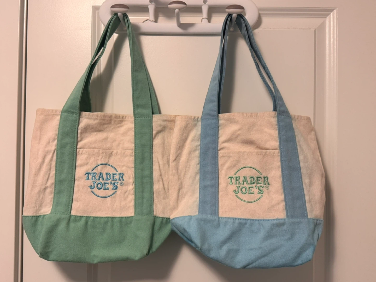 Trader Joe's Mini Tote Bags -Green & Blue