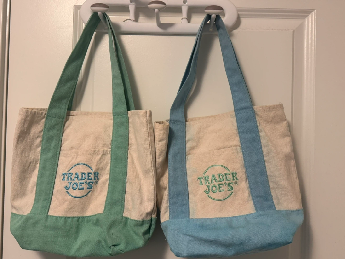 Trader Joe's Mini Tote Bags -Green & Blue - photo 2