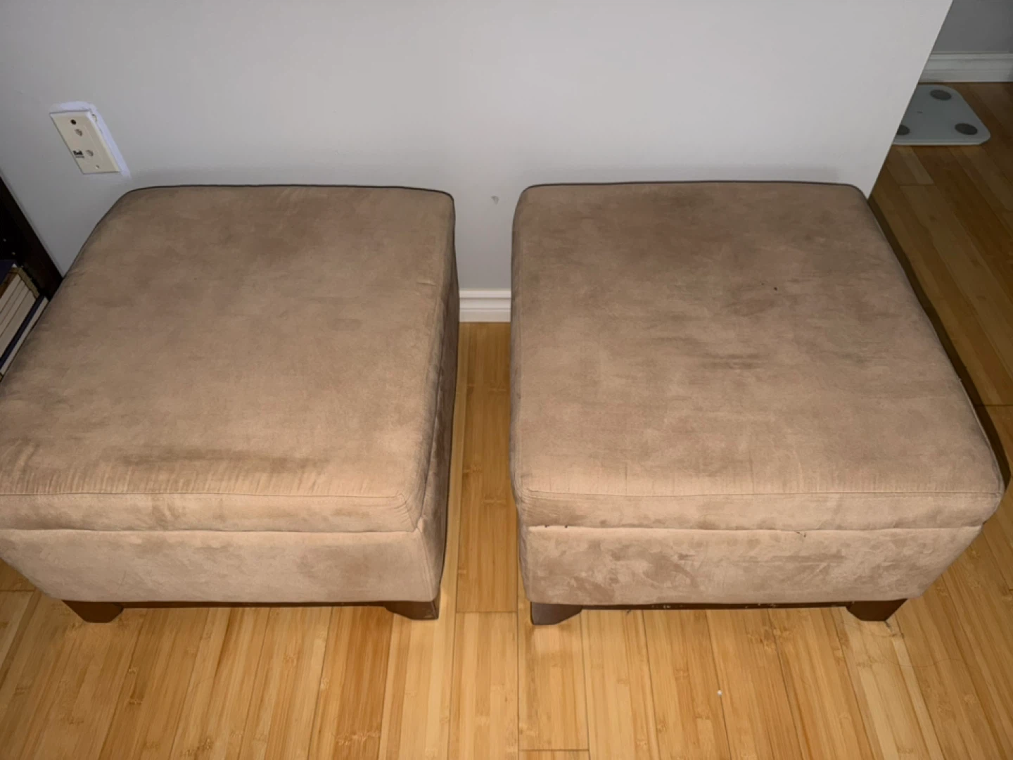 Set of 2 Beige Square Storage Ottomans - photo 3