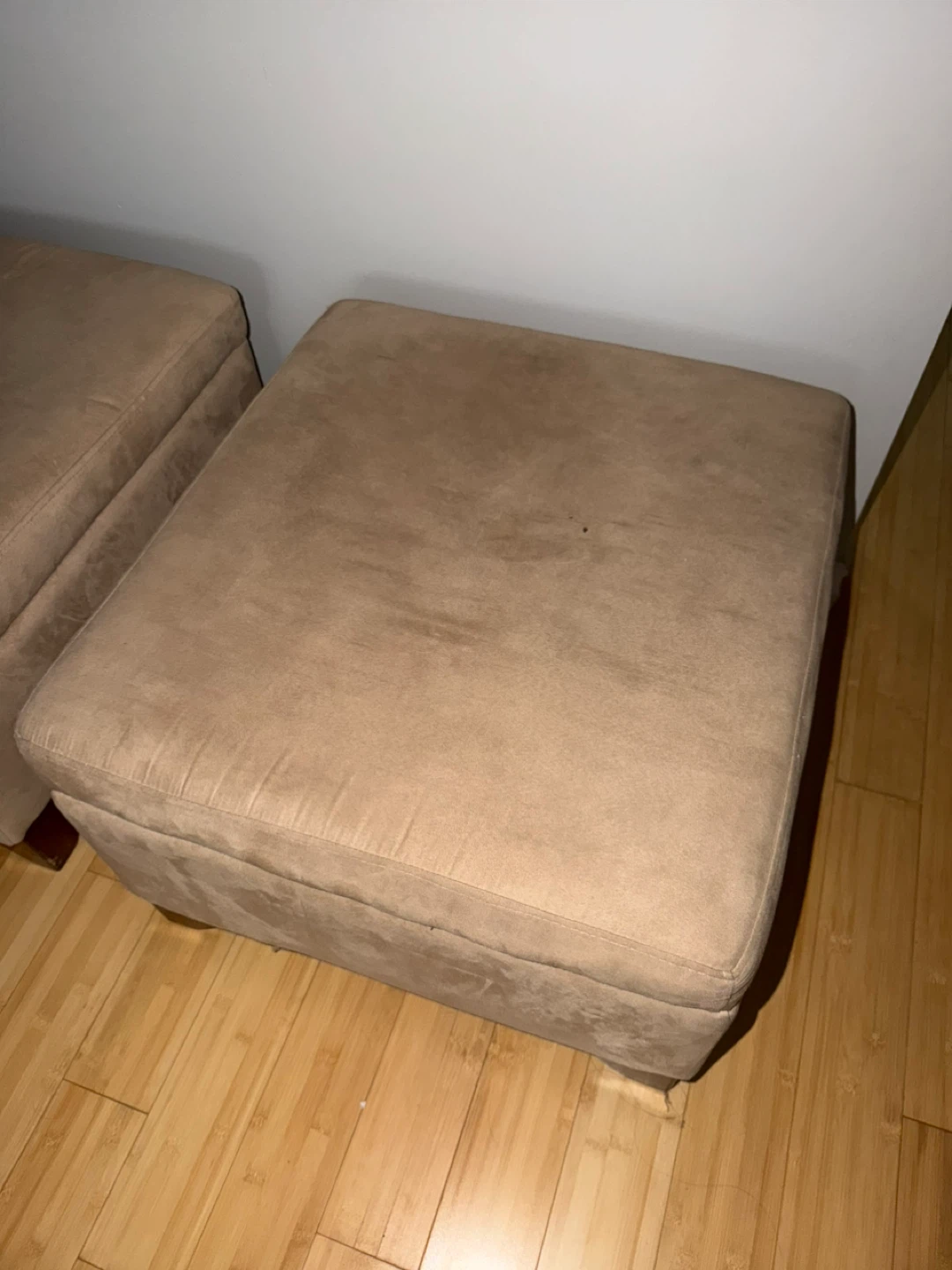 Set of 2 Beige Square Storage Ottomans