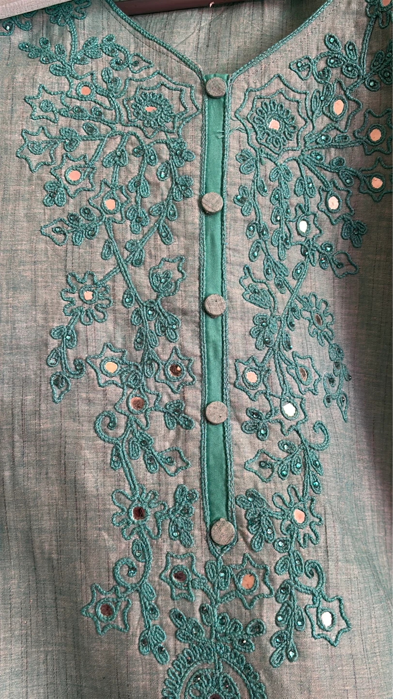 Teal Embroidered Kurti - photo 2