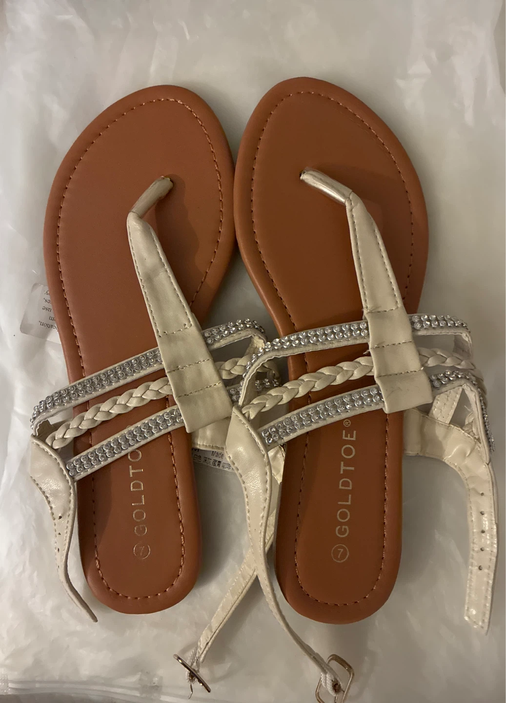 Gold Toe Women's Embellished Thong Sandals Size 7
