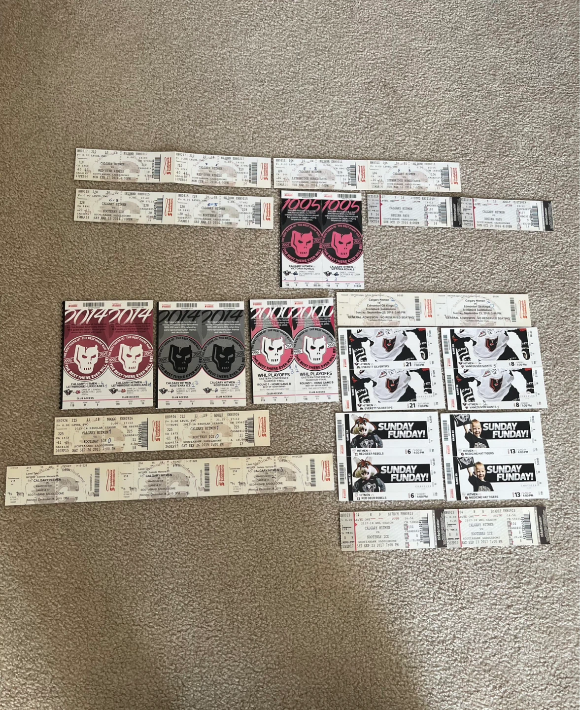 Collection of Calgary Hitmen Ticket Stubs