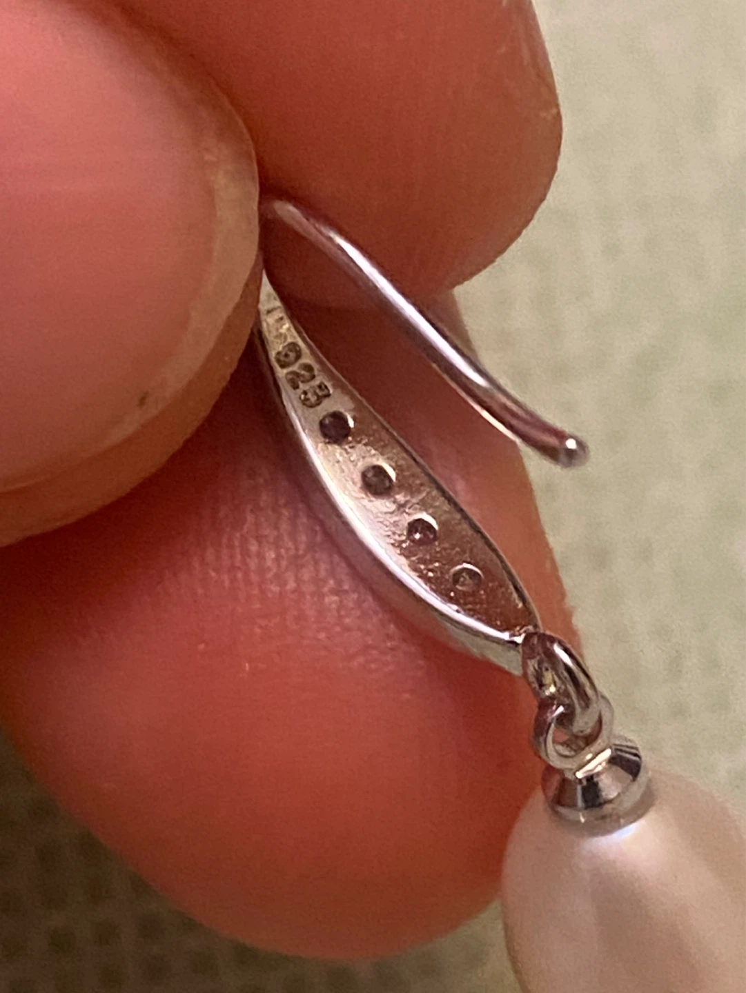 Sterling Silver Pearl and CZ Drop Earrings - photo 4