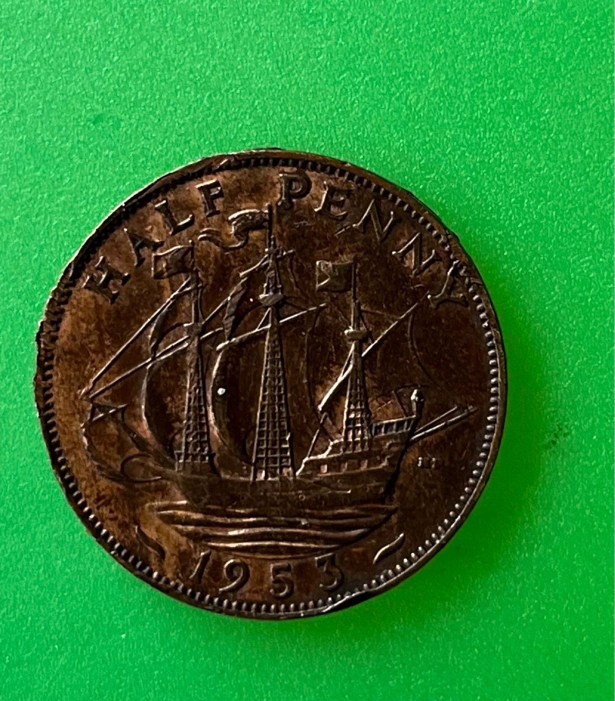1953 Half Penny Coin - Queen Elizabeth II