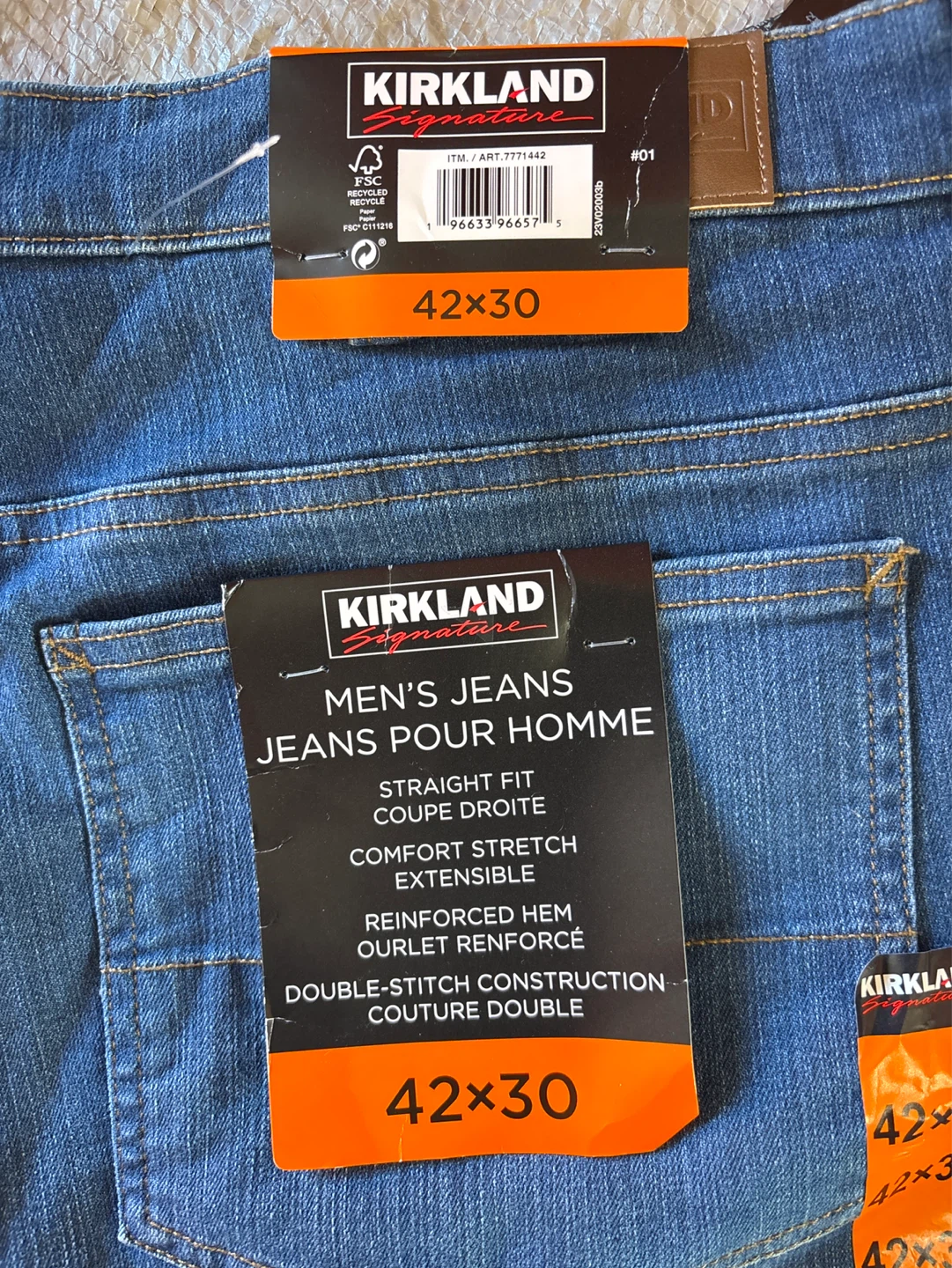 Kirkland Signature Men's Straight Fit Jeans 42x30 - photo 2