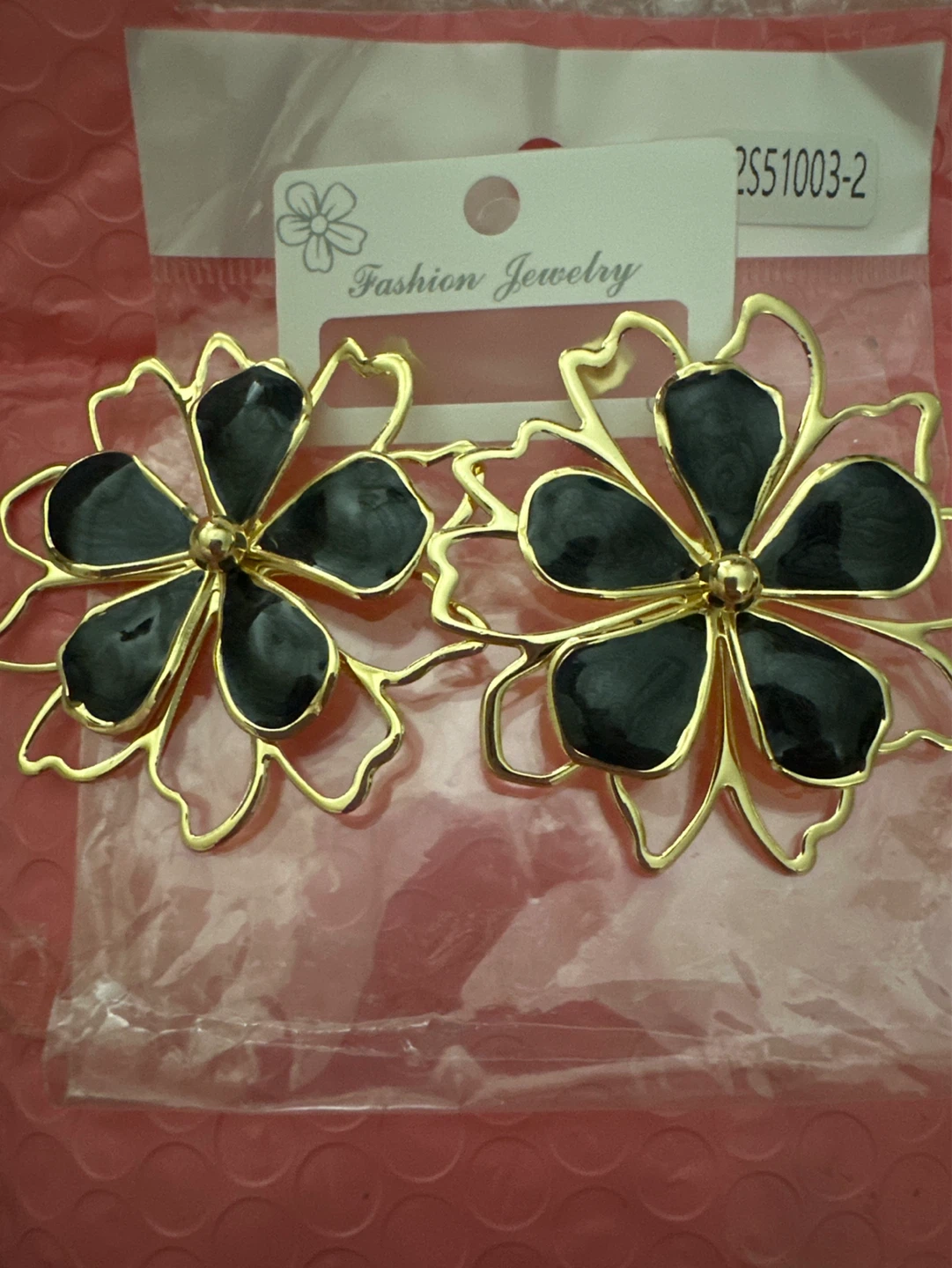 Gold laminated Flower Dangle Earrings