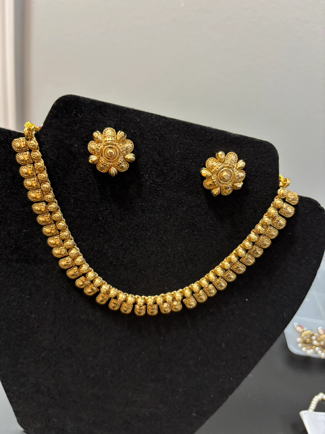 Gold Necklace and Earrings Set