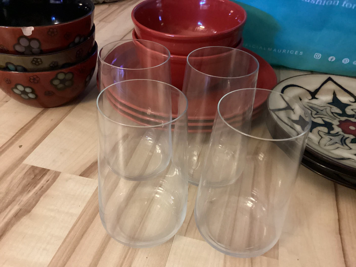Set of 4 Clear Stemless Wine Glasses