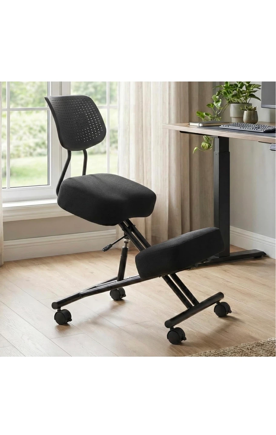 Black Ergonomic Kneeling Chair with Back Support - photo 3