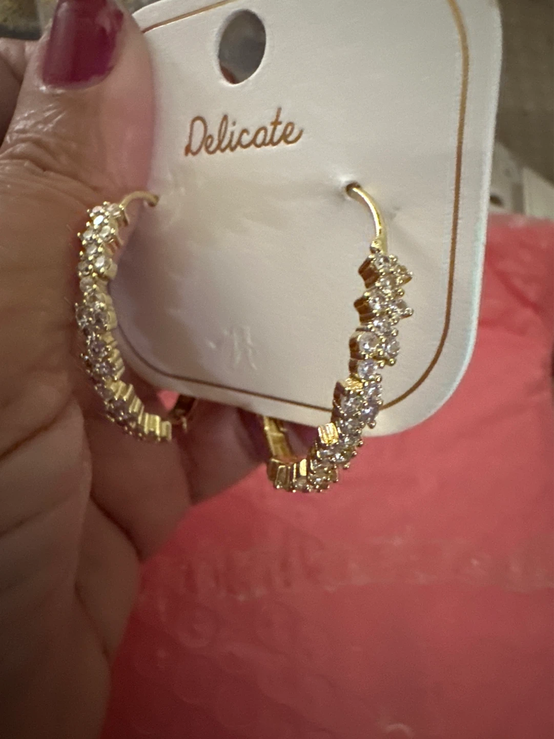 Gold laminated Hoop Earrings with Crystals - photo 3