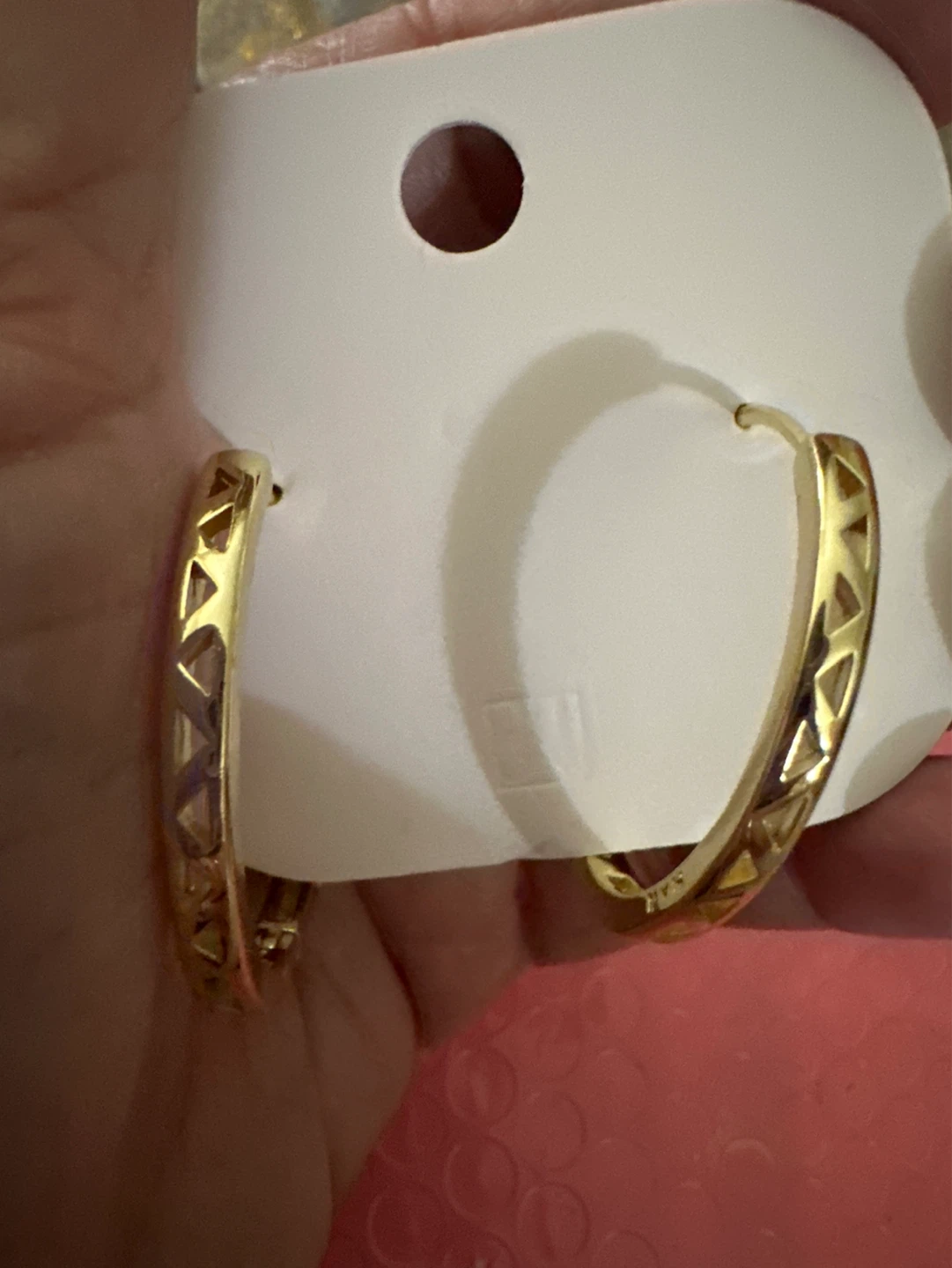 Gold laminated Hoop Earrings with Crystals - photo 2