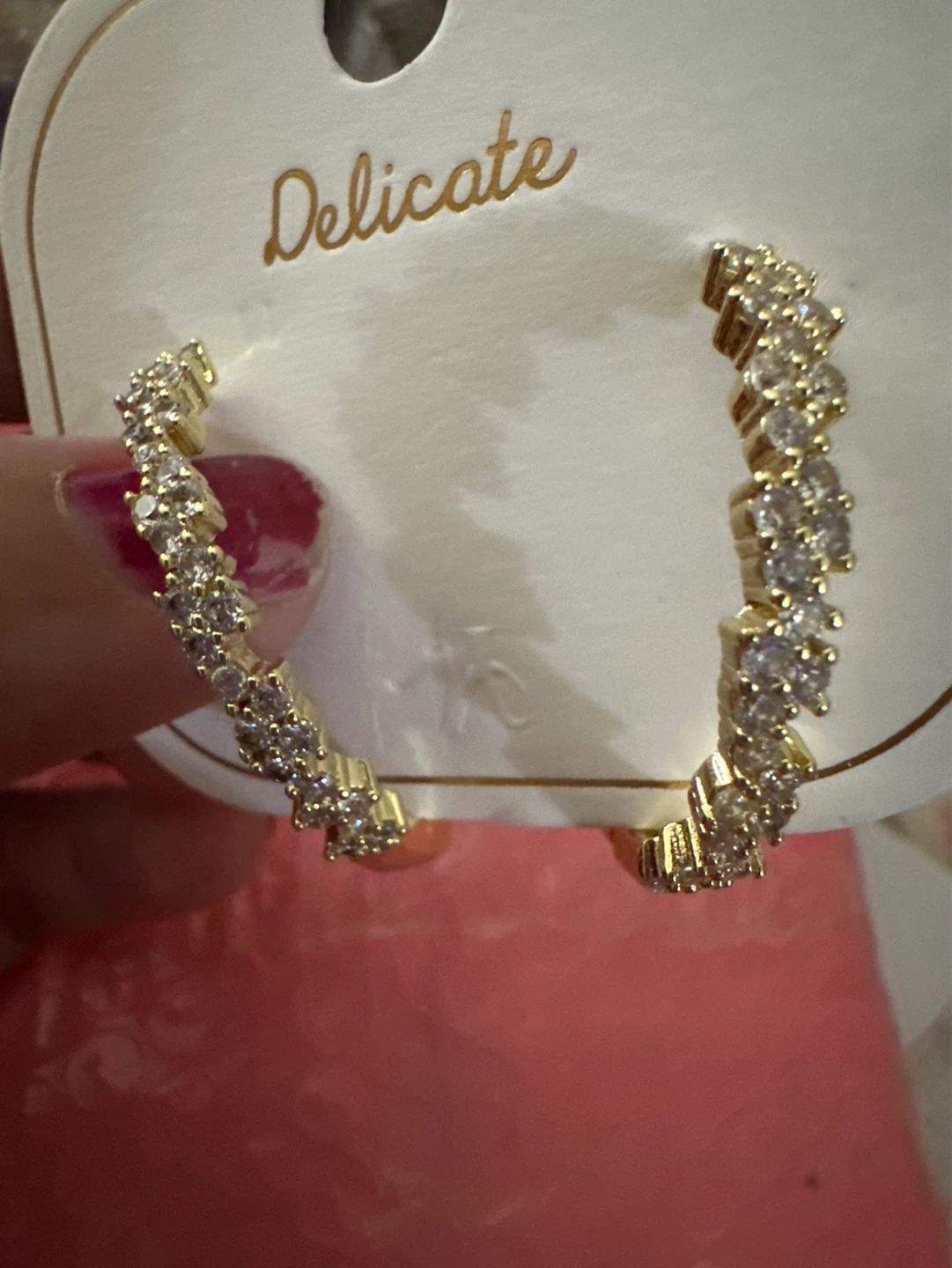 Gold laminated Hoop Earrings with Crystals