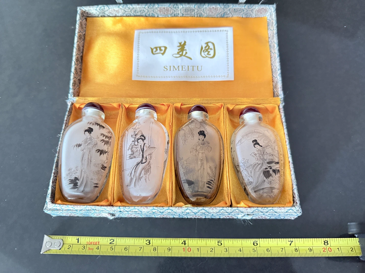 Set of 4 Glass Snuff Bottles with Scenic Designs - photo 5