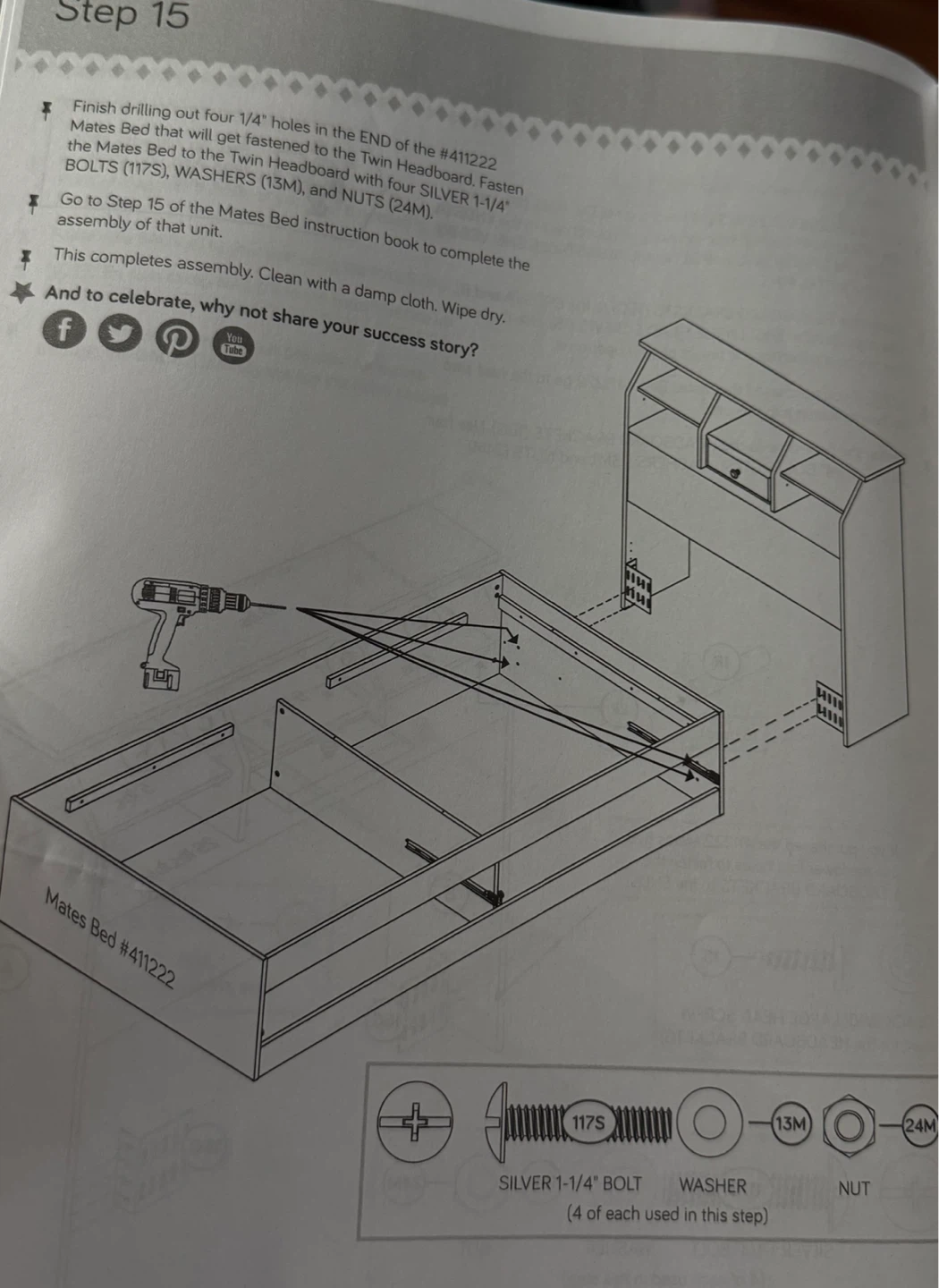 Sauder Twin Headboard & Mates Bed Set - photo 5
