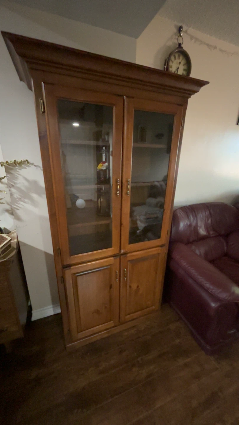 Wooden Display Cabinet with Glass Doors