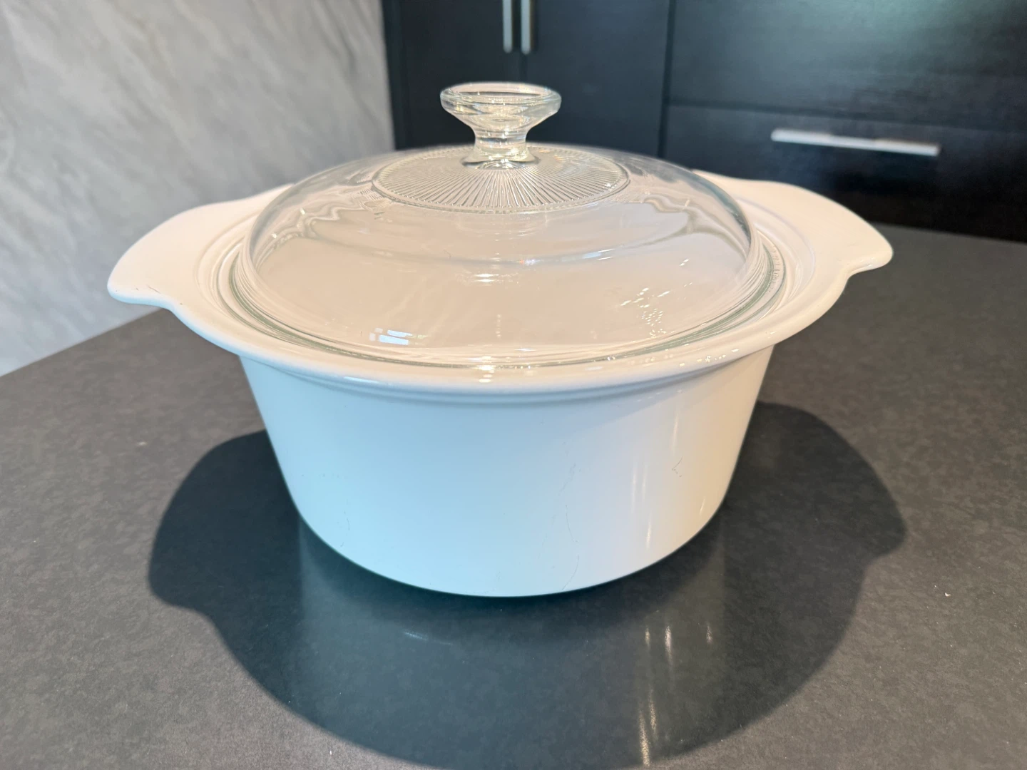 White Casserole pot with Glass Lid