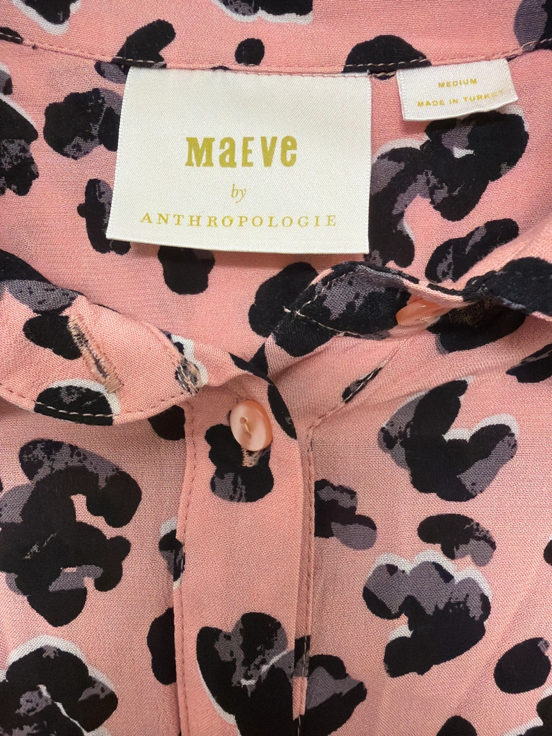 ANTHROPOLOGIE Pink Leopard Print Shirt Dress | Size Medium - photo 2