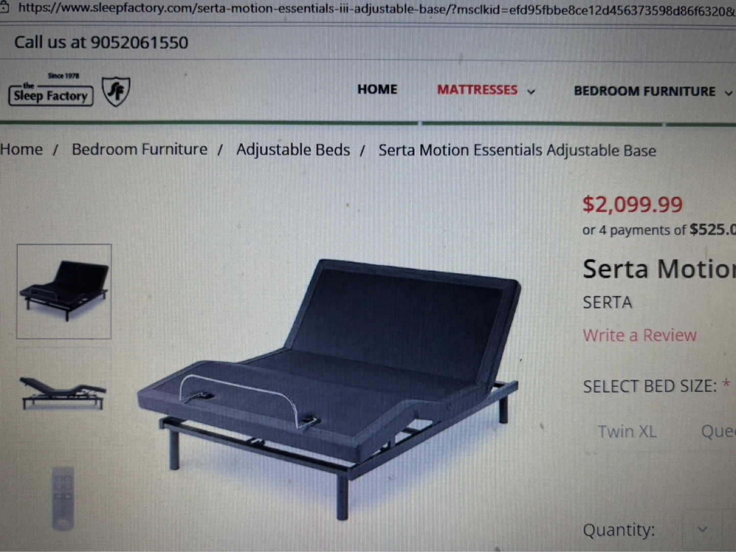 Serta Motion Air King Adjustable Bed Base Foundation