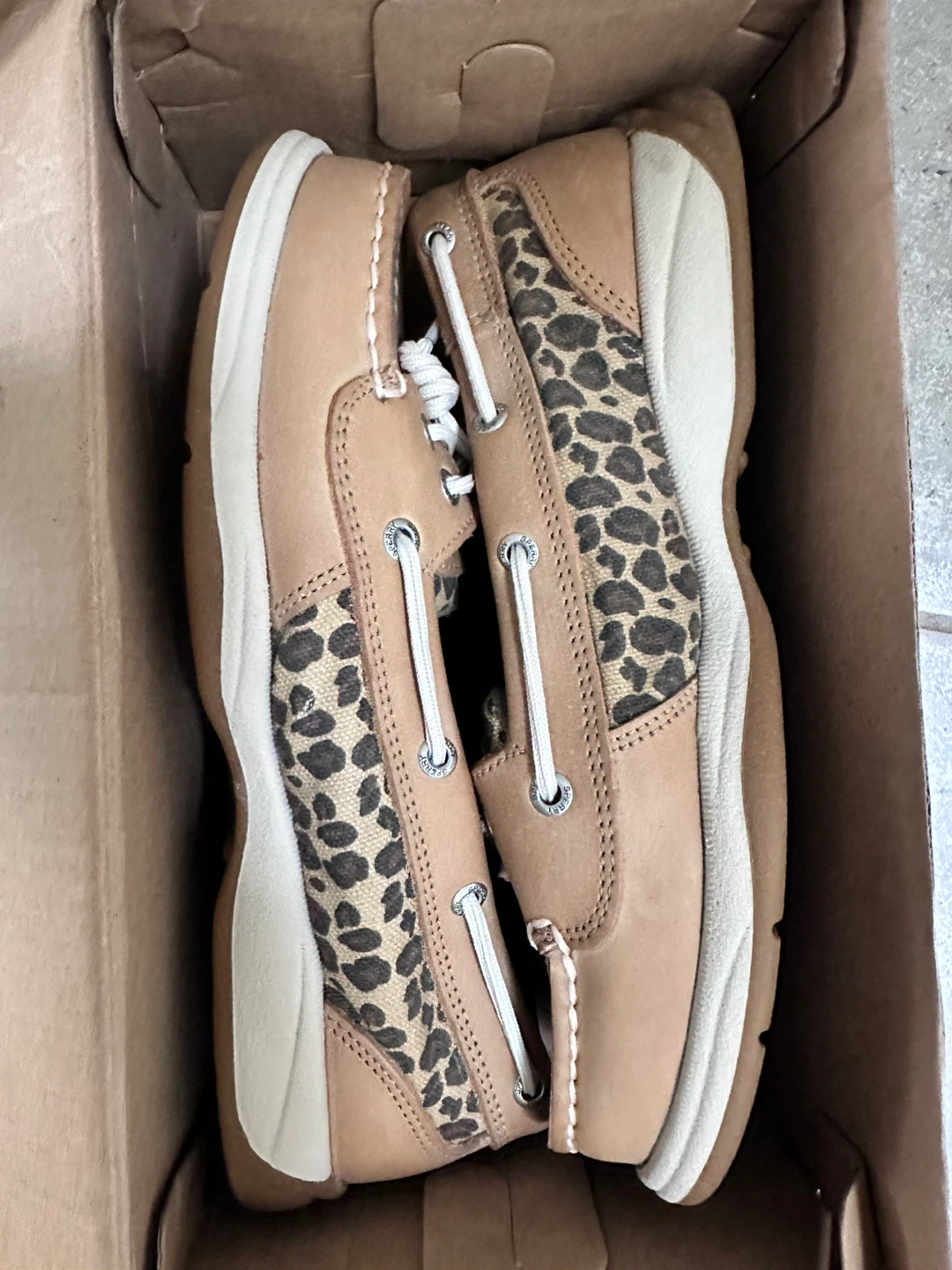 Sperry Laguna Linen/Leopard Boat Shoes-New