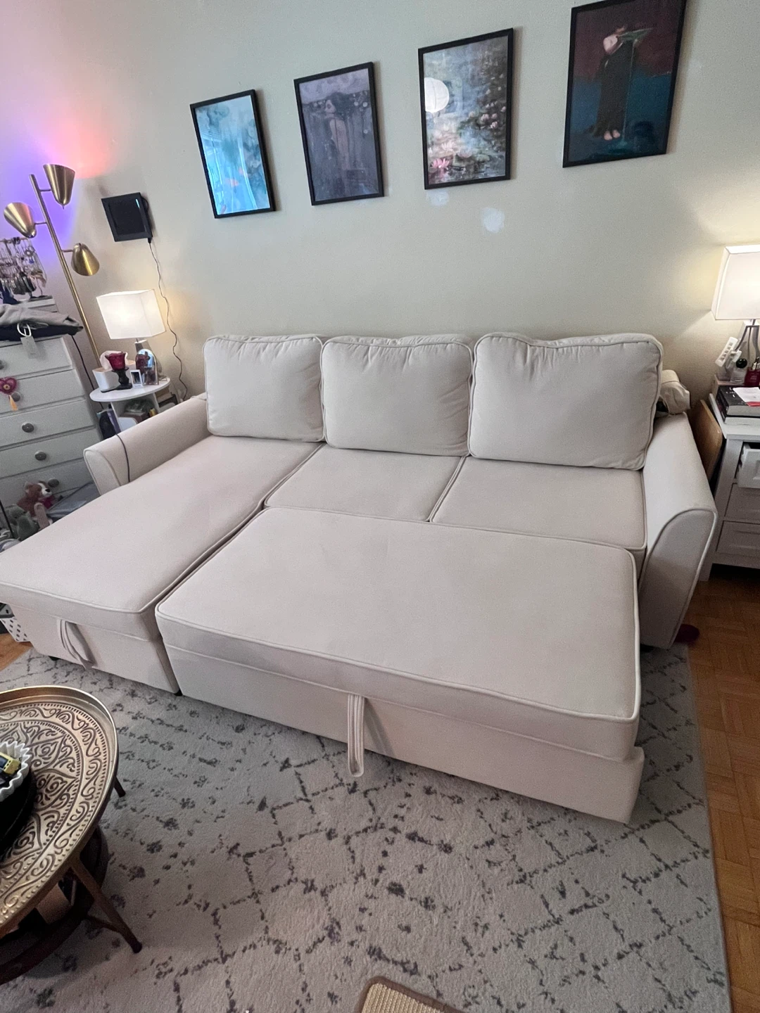 Cream Sectional Sofa with Storage - photo 2