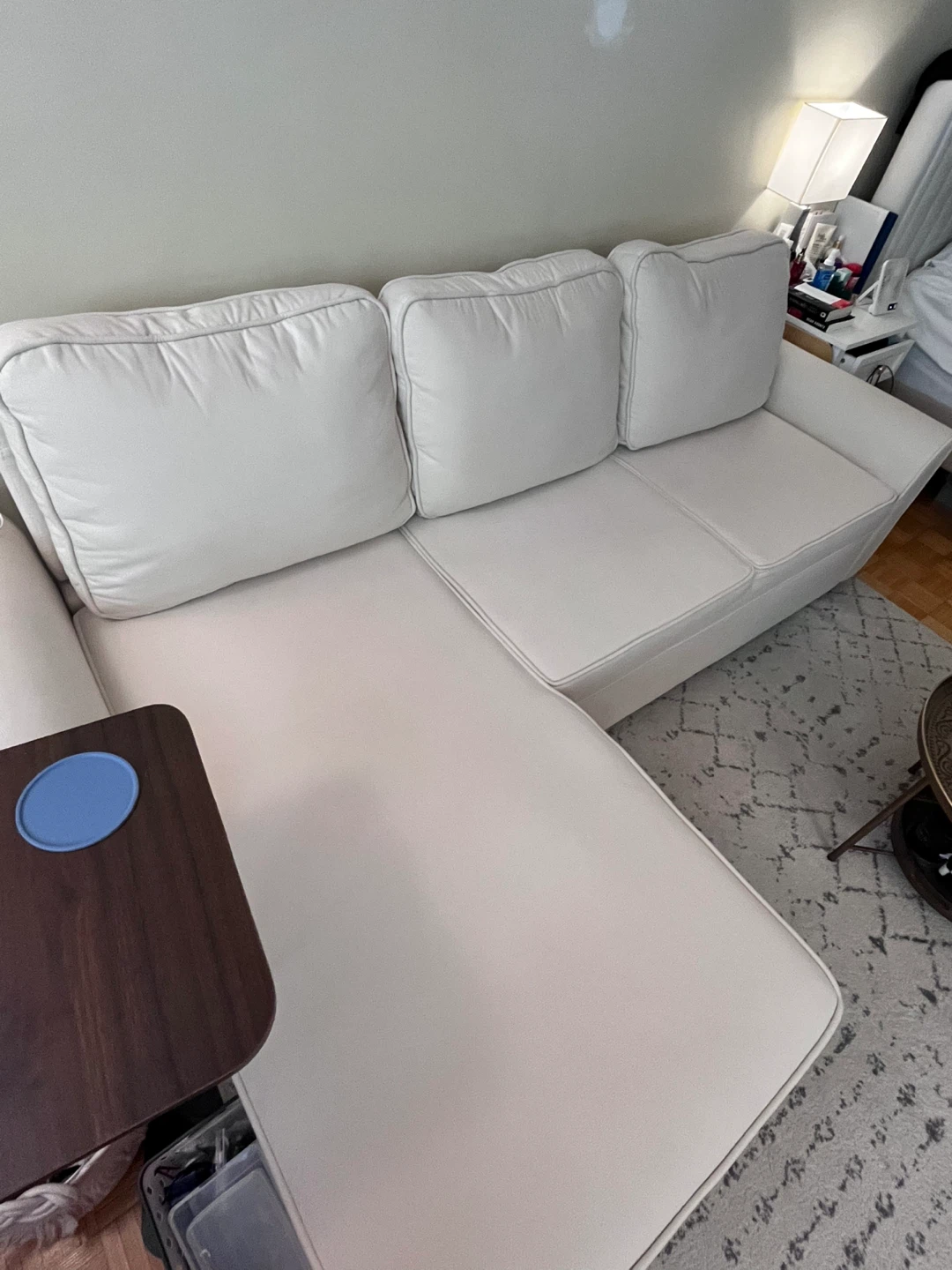 Cream Sectional Sofa with Storage - photo 3