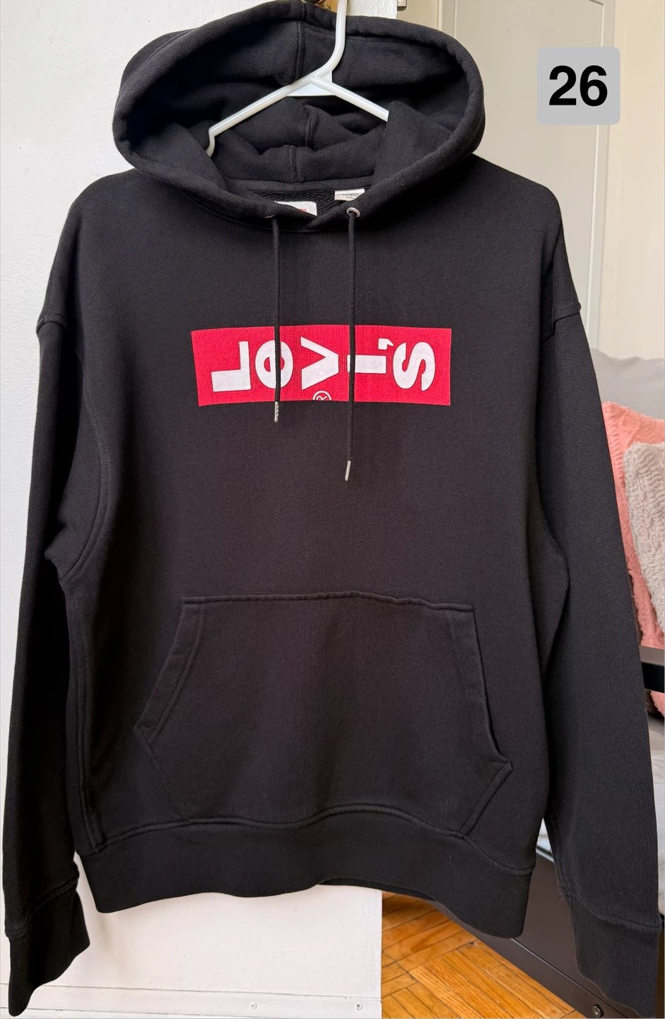 Levi's Black Hoodie with Red Box Logo