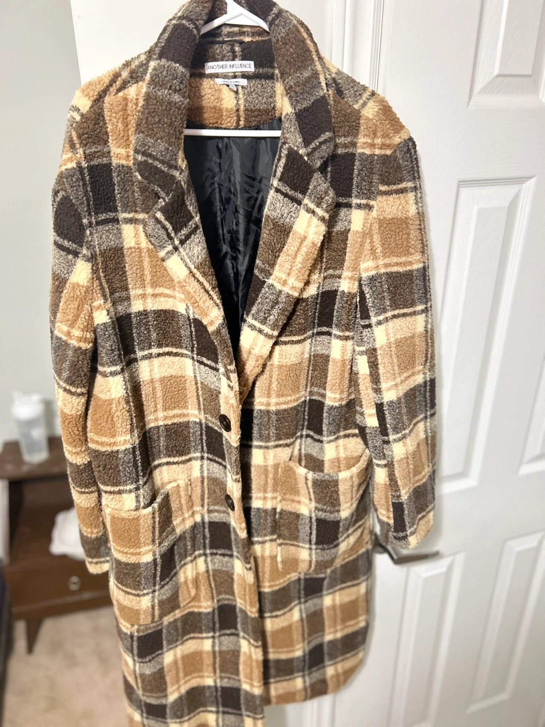 Another Influence Plaid Sherpa Coat