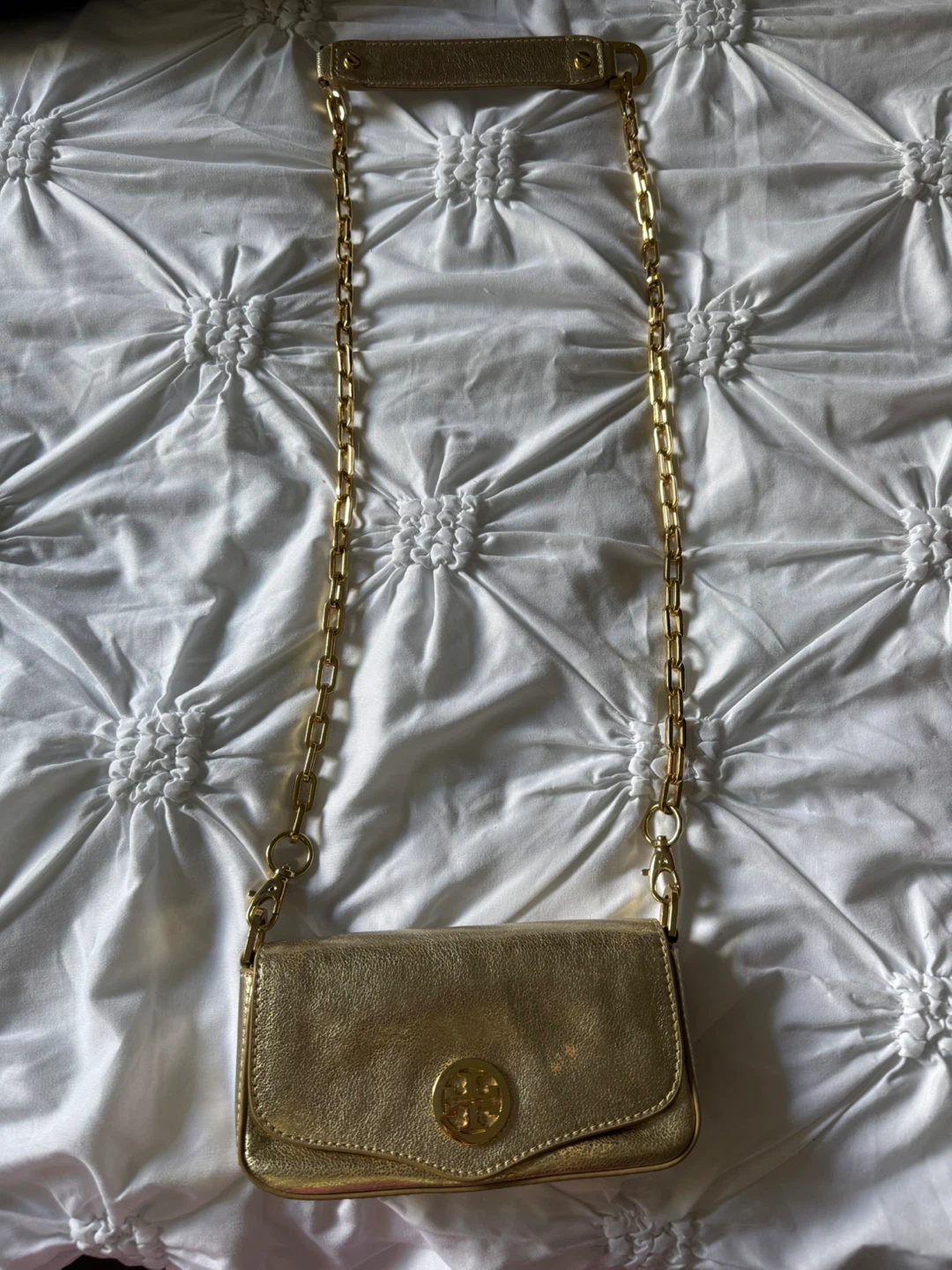 Tory Burch Gold Leather Chain Shoulder Bag with Dust Bag - photo 4