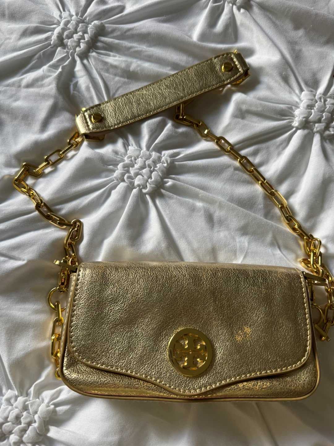 Tory Burch Gold Leather Chain Shoulder Bag with Dust Bag - photo 2