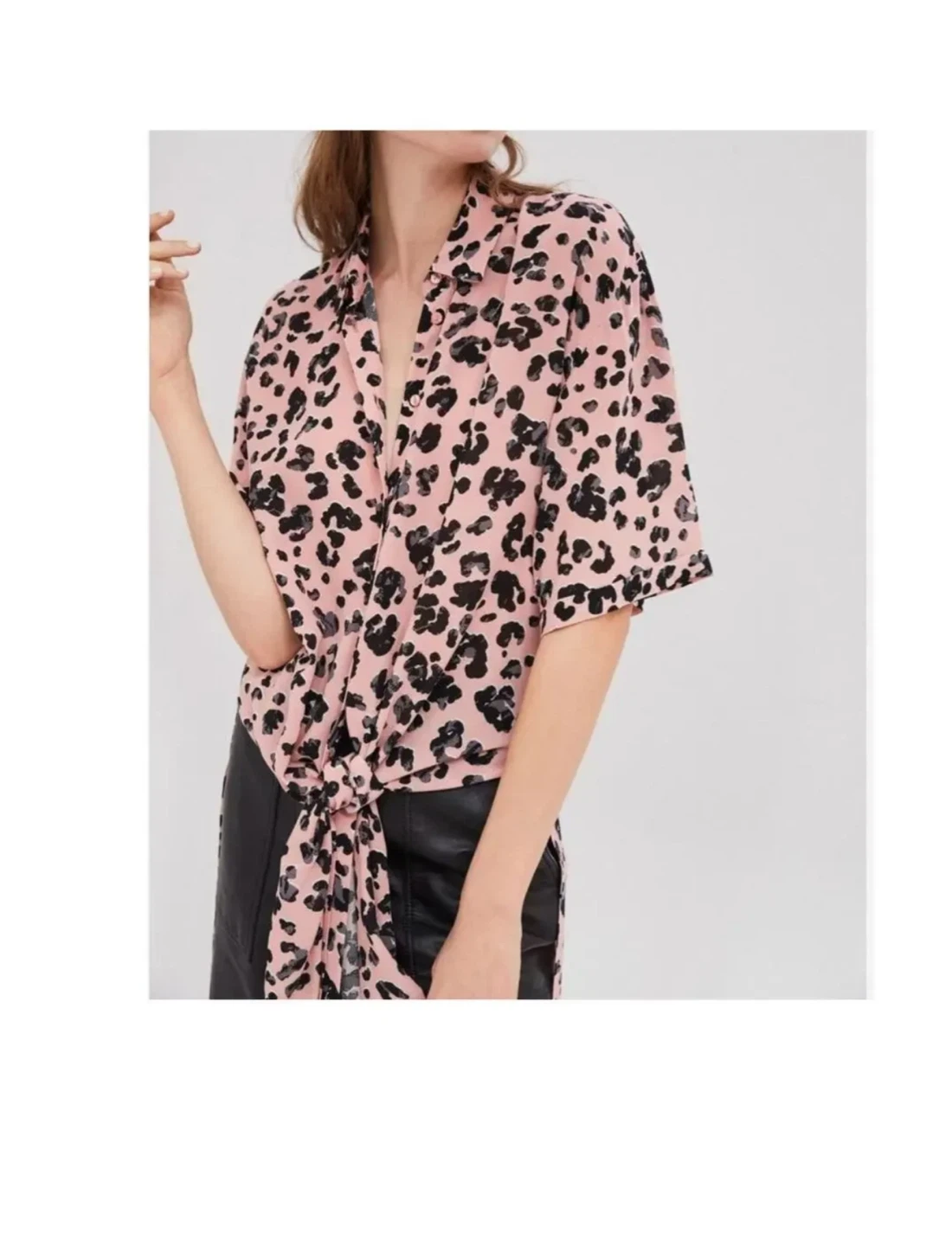 ANTHROPOLOGIE Pink Leopard Print Shirt Dress | Size Medium - photo 4