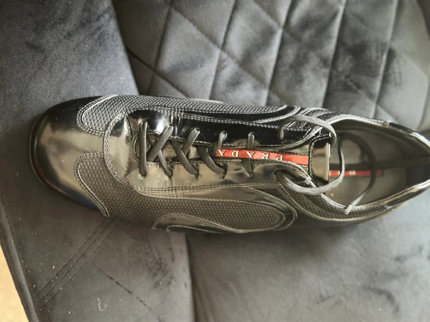 Prada Black Leather & Mesh Sneakers