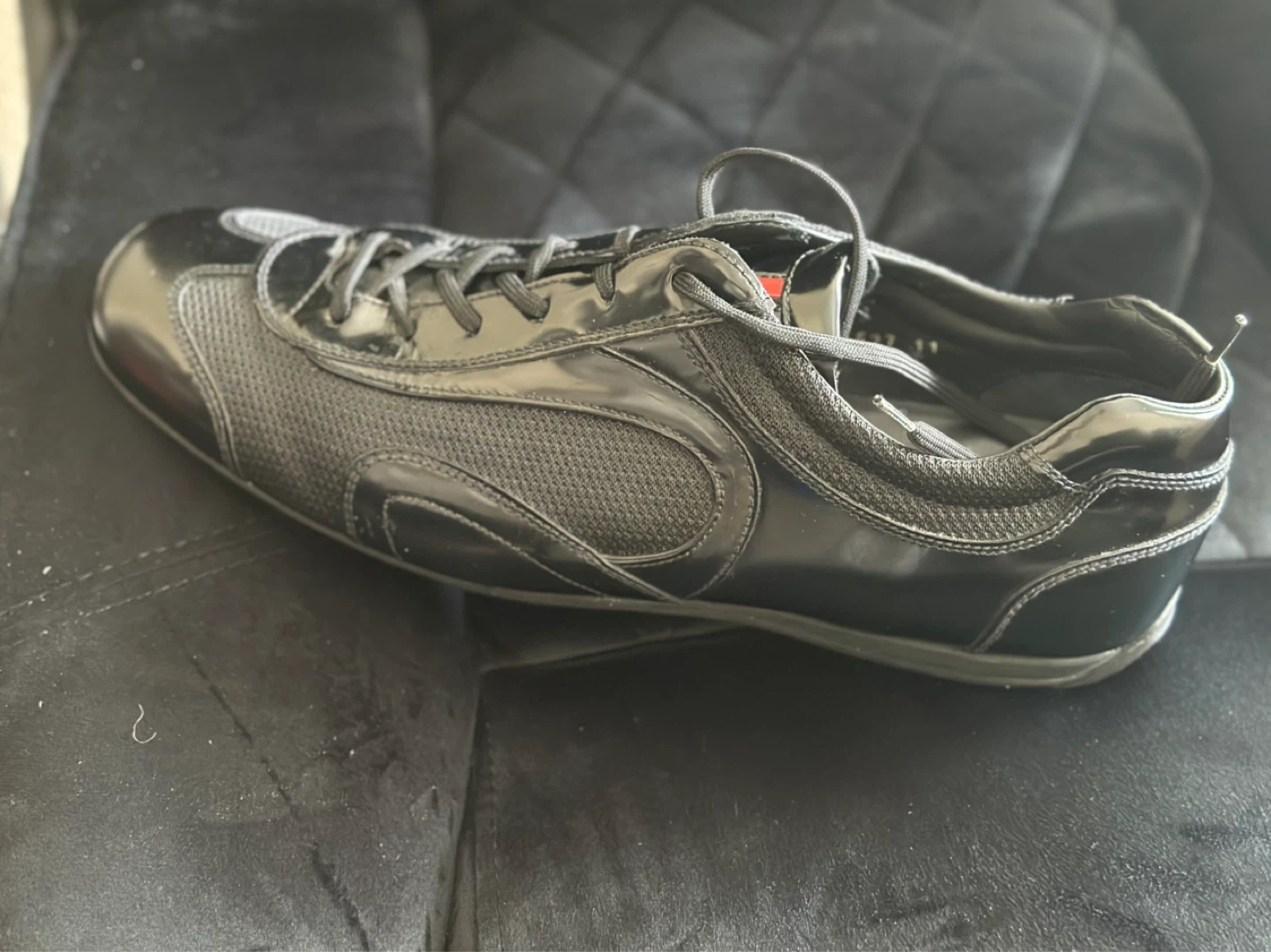 Prada Black Leather & Mesh Sneakers - photo 2