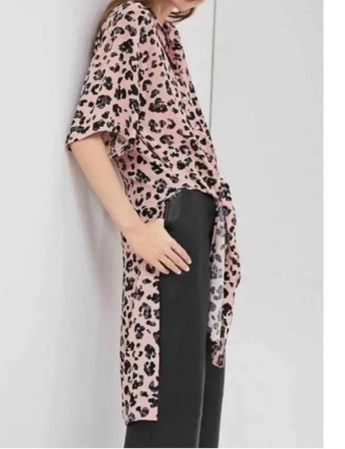 ANTHROPOLOGIE Pink Leopard Print Shirt Dress | Size Medium - photo 5