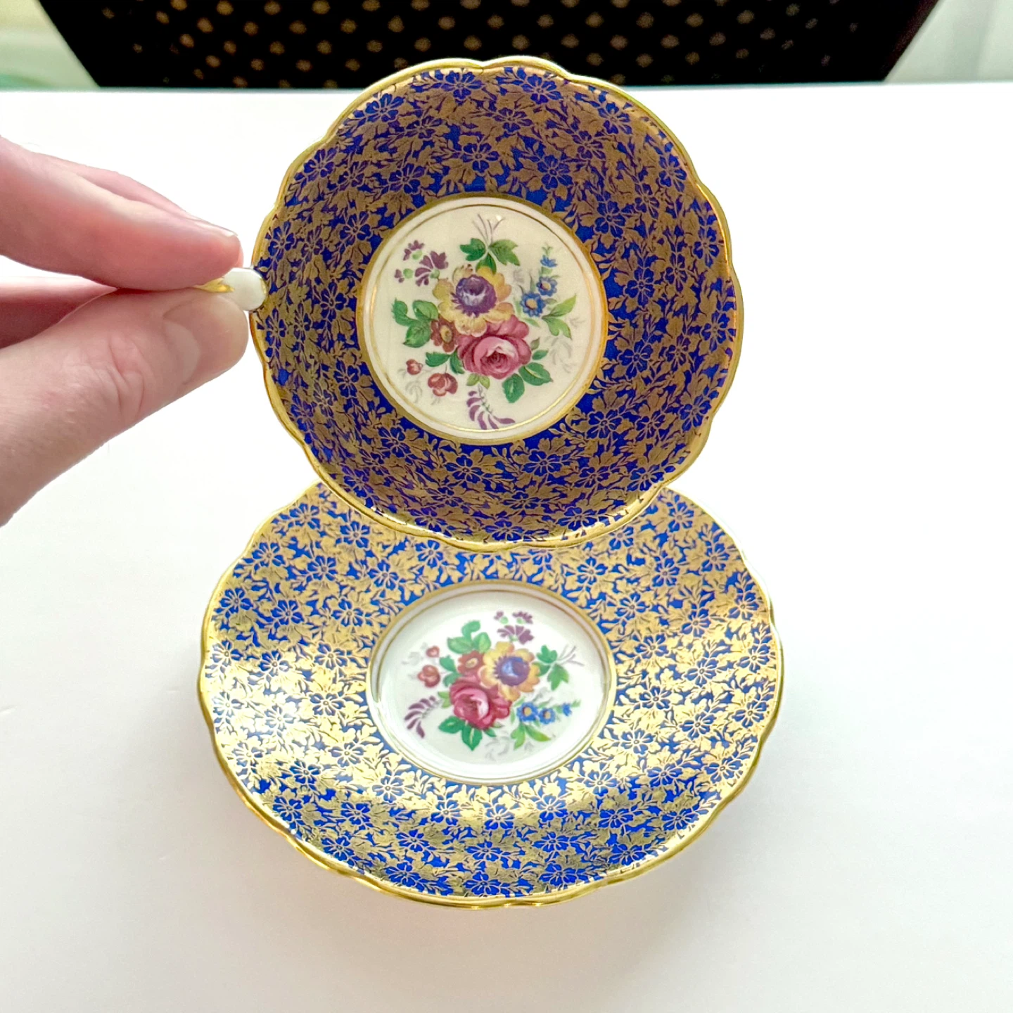 Royal Stafford blue/gold cabinet teacup - photo 4