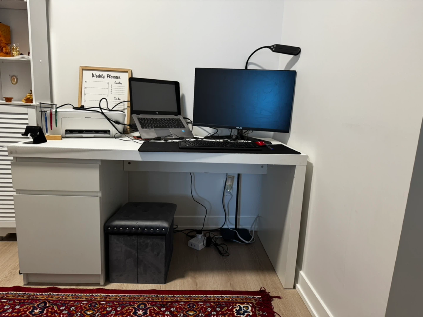 White Computer Desk with 2 Drawers – Modern & Functional - photo 2