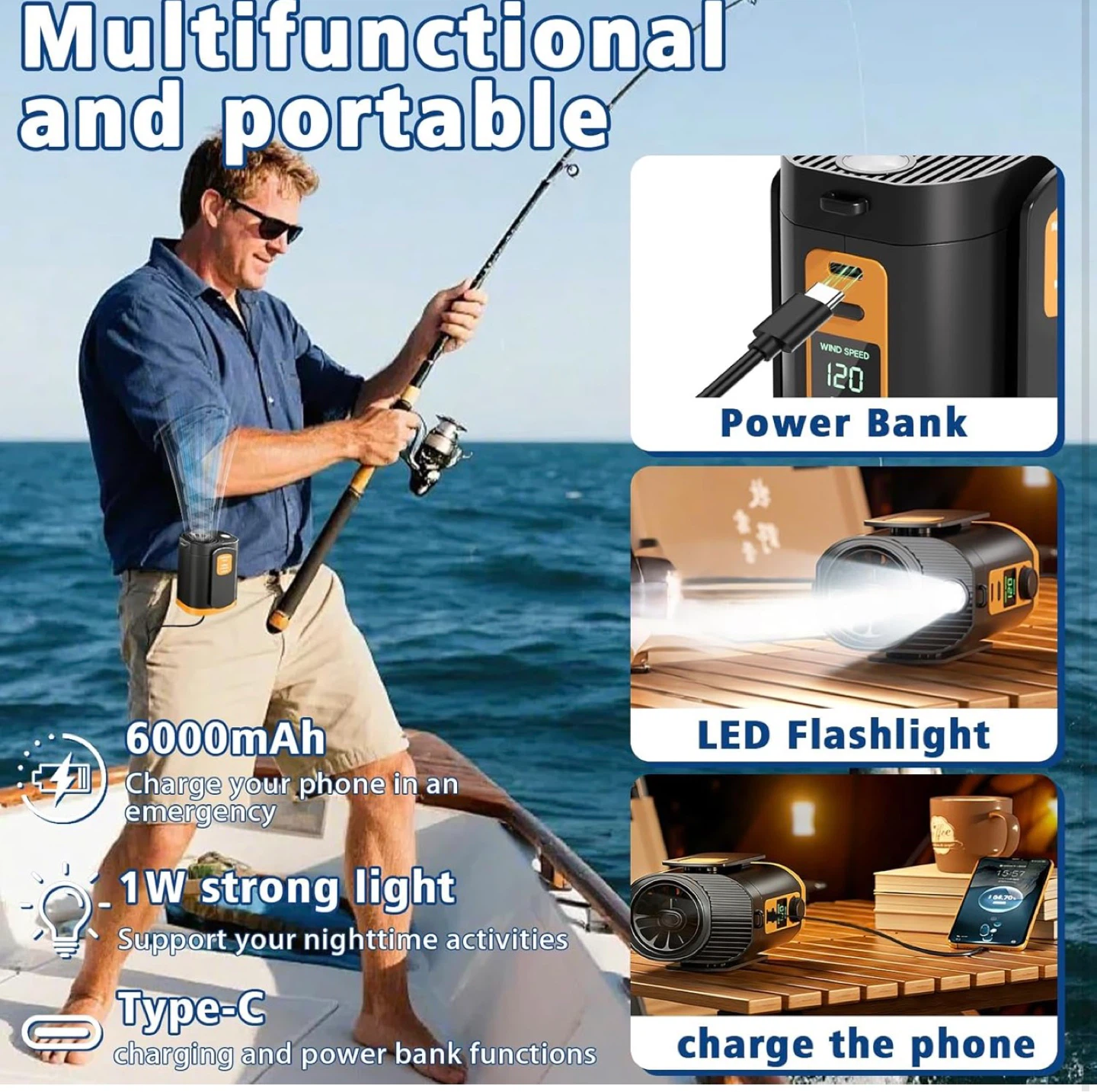 Portable Clip-On Fan with Power Bank & LED Light - photo 5