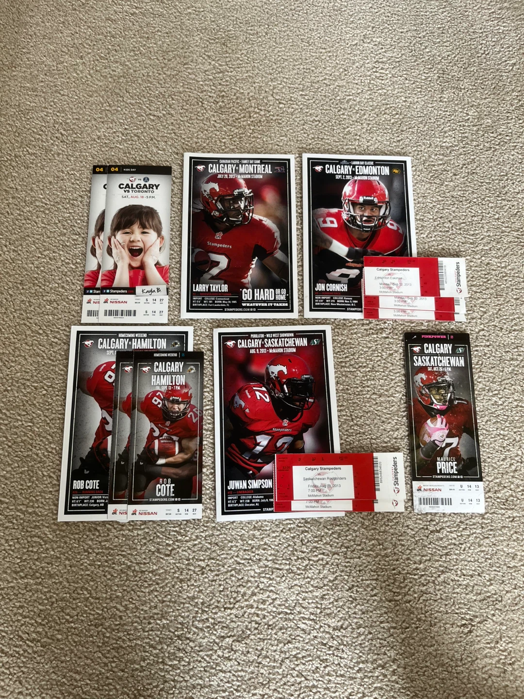 Calgary Stampeders Ticket Stubs and Game Programs