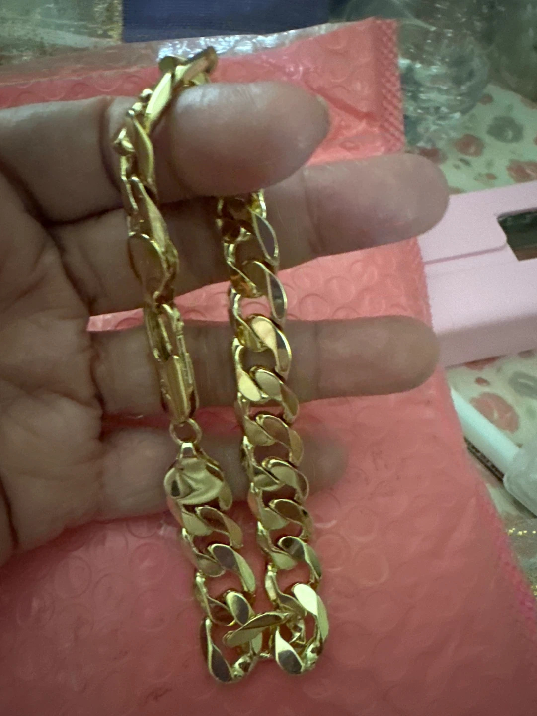 14k Gold laminated Curb Link Chain Bracelet