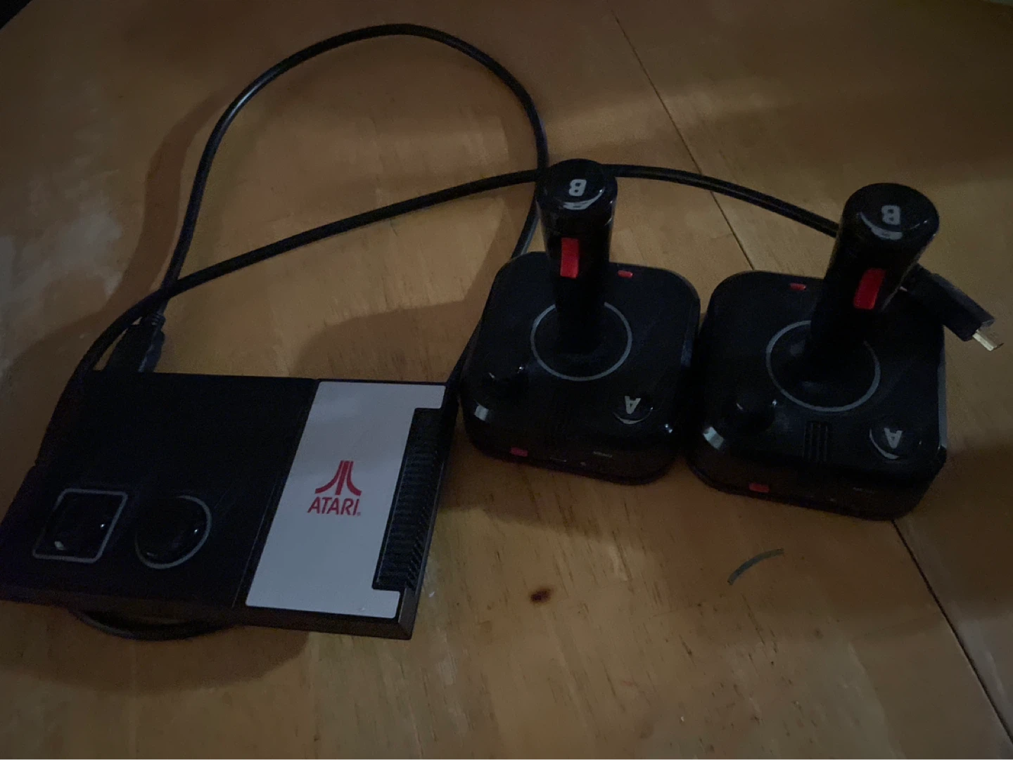 Atari retro game console with joystick controllers