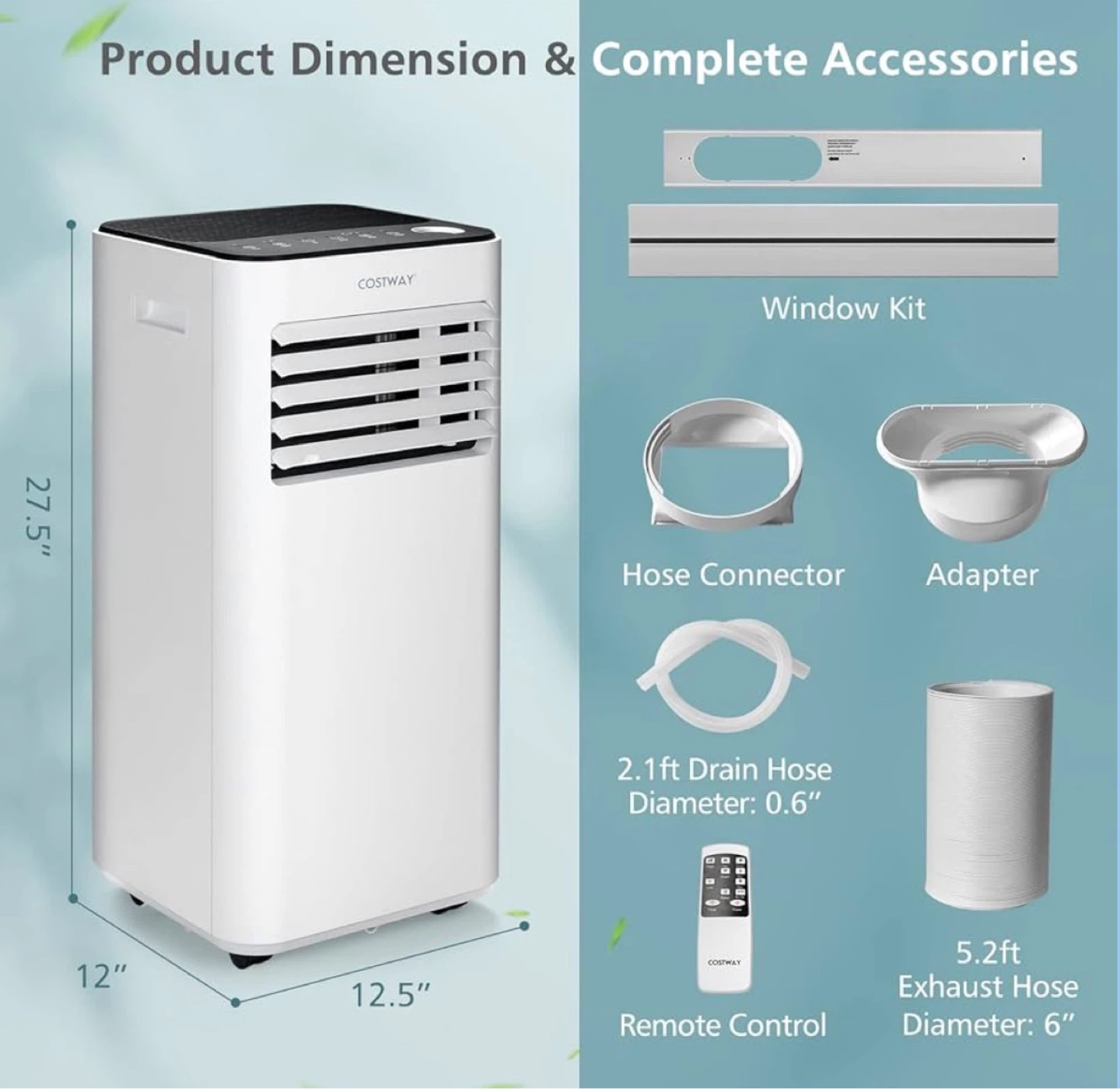 Costway Portable Air Conditioner with Window Kit & Remote - photo 4
