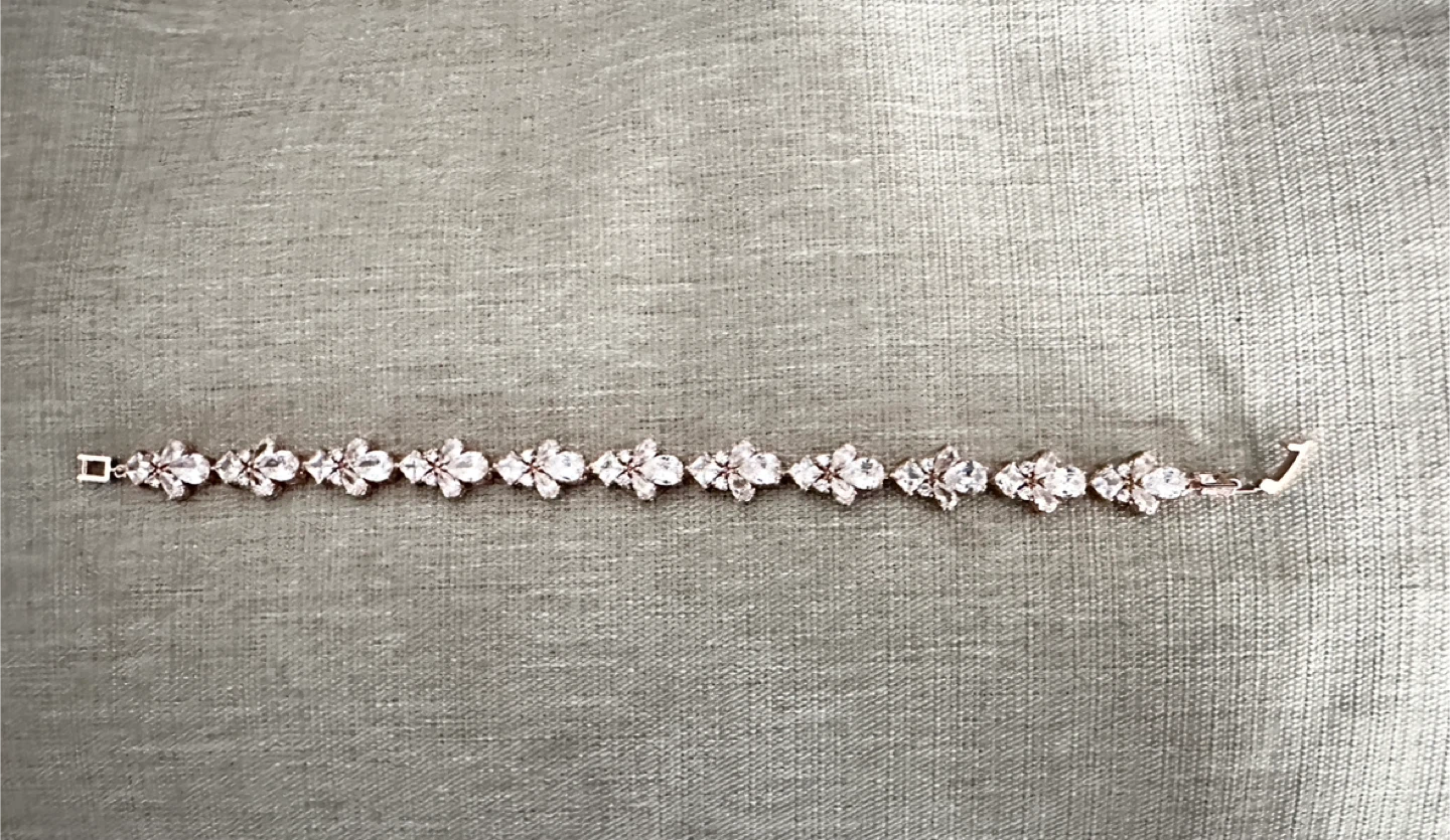 Rose Gold Tone Bracelet with Clear Crystal Flowers - photo 2