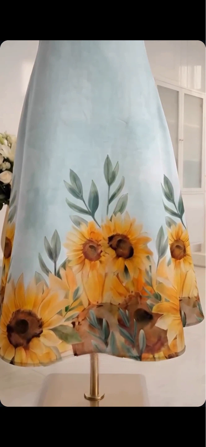 Light Blue Halter Dress with Sunflower Print(Brand New) - photo 2