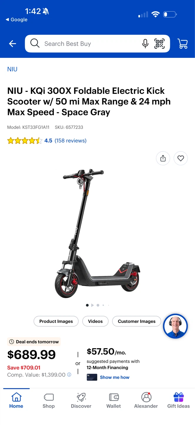 NIU KQi 300X Foldable Electric Kick Scooter - Space Gray