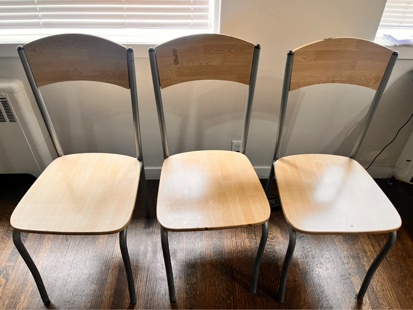 Set of 3 Wooden Dining Chairs
