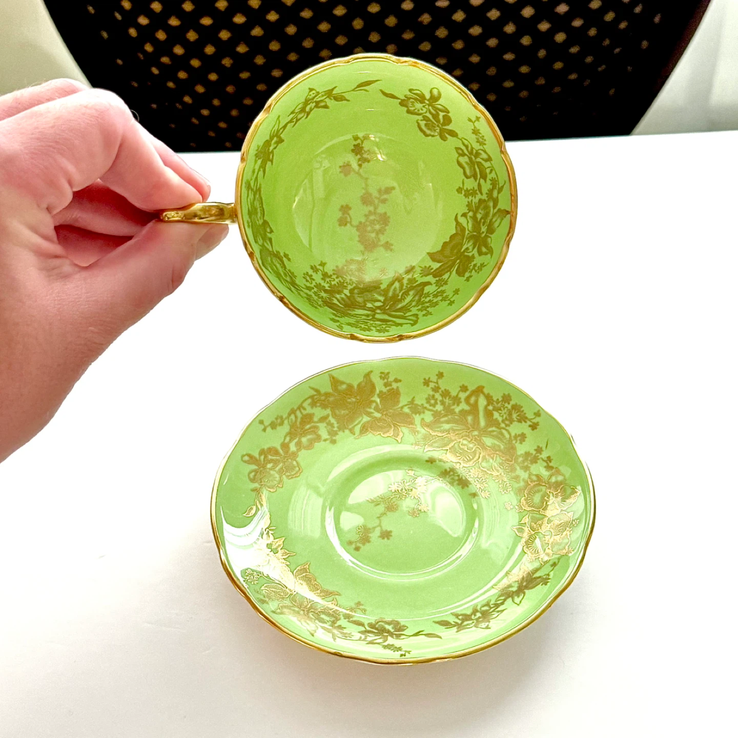 Vintage Coalport orchid cabinet teacup - photo 4