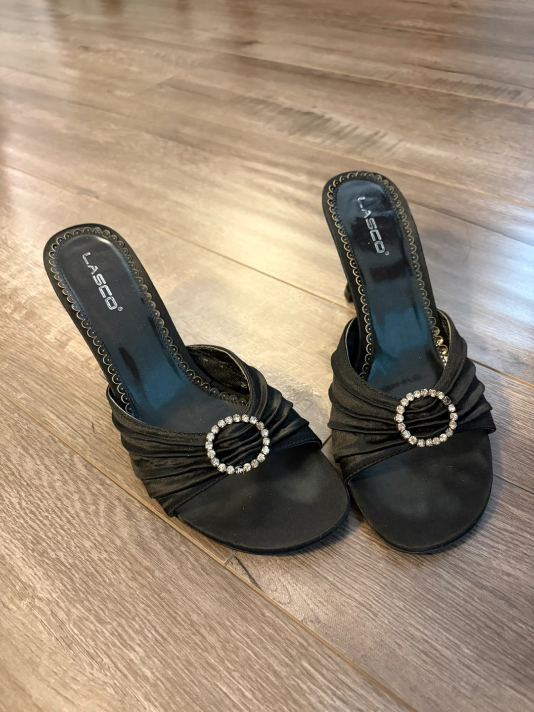 Lasco Black Satin Heels